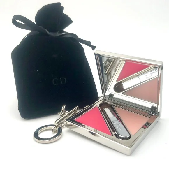 DIOR Bag Charm Jeweled Case Cristal Shine Pink Lip Gloss Duo NEW - Picture 2 of 5